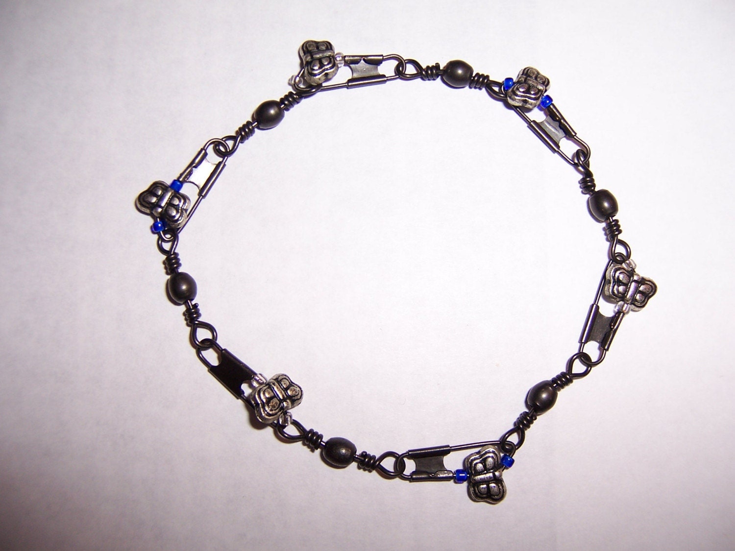 BLACK Fishing Swivel Bracelet with Butterflies and by MooseNCocoa