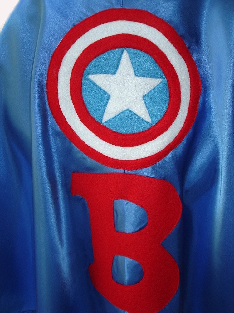 Children's Custom Made Handmade Personalized BLUE Superhero Kids Cape