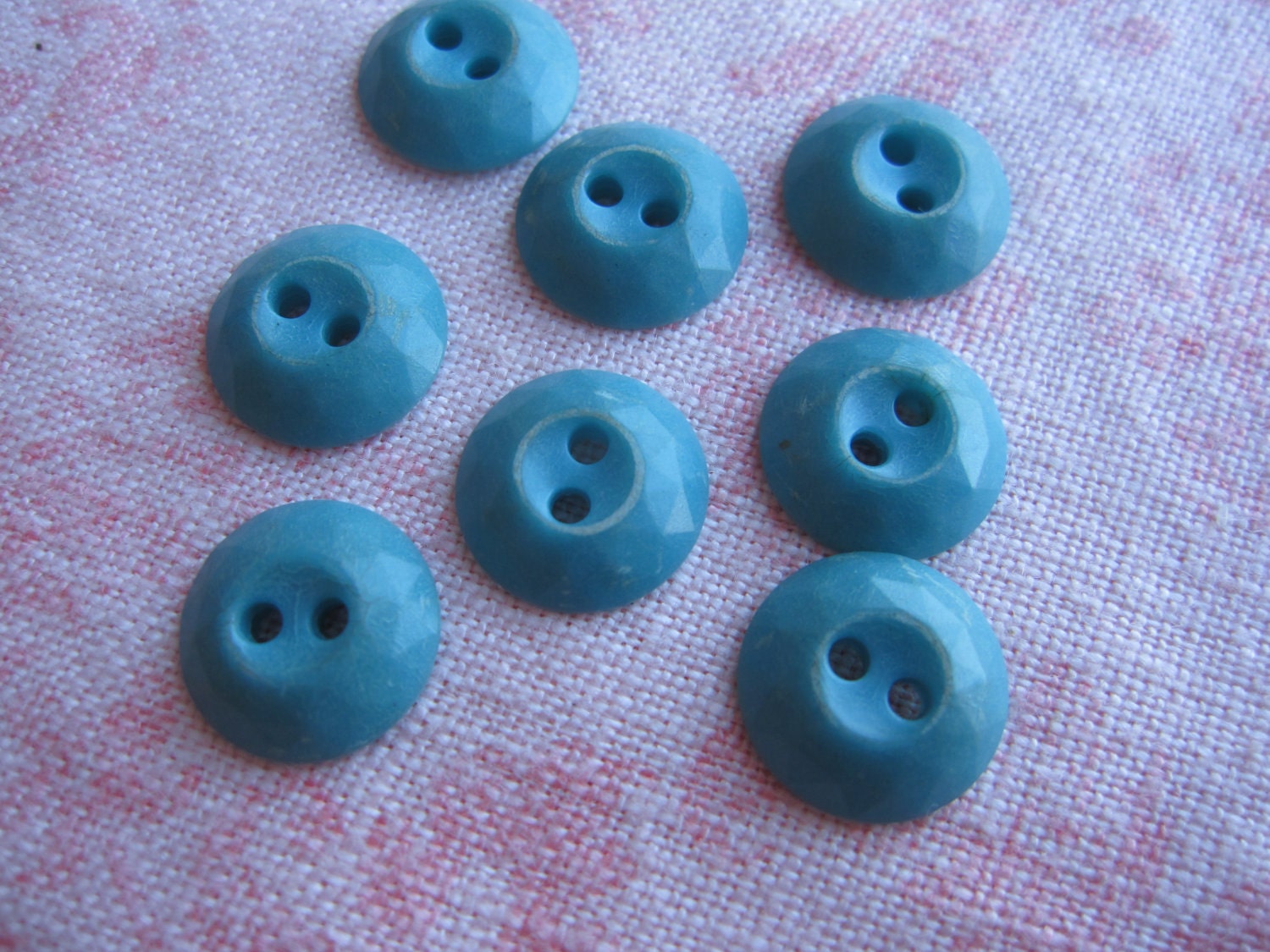 Vintage small cornflower blue diamond cut edge design. Wholesale lot of 8.
