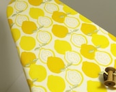 PADDED Ironing Board Cover made with Alexander Henry's Juicy Fabric bright yellow lemons