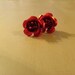 Ruby Christmas Red Metal Rose Flower Earrings