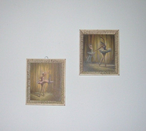 Items similar to Vintage 1950s Ballerina Wall Hangings Prints in