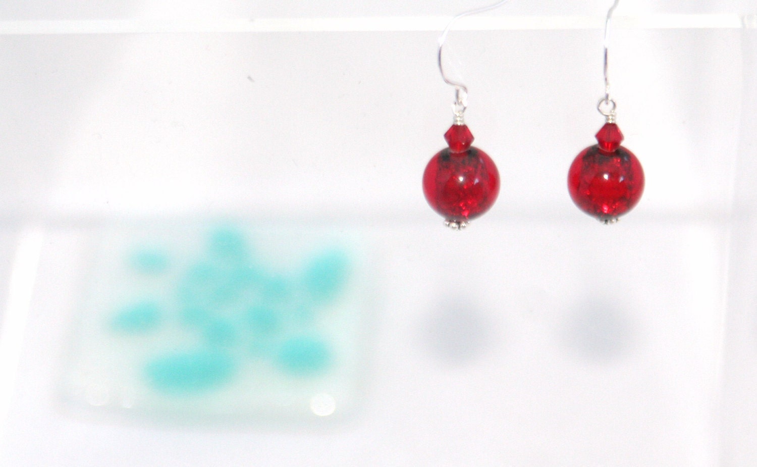 Red Glass Lampwork Earrings