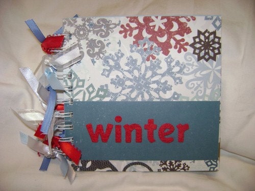 WINTER 6x6 Chipboard Mini Scrapbook Album- PREMADE
