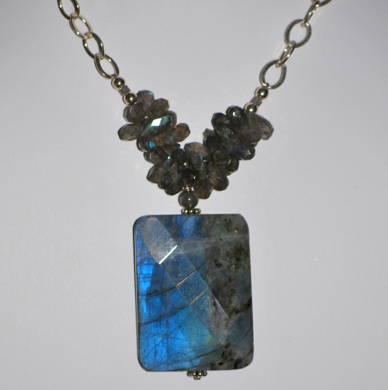Labradorite Twisted Tears Pendant Chain by MixedMediaDesigns1