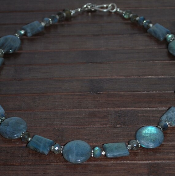Labradorite Squares and Circles Necklace by MixedMediaDesigns1