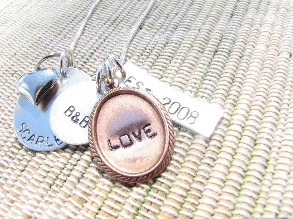 Mixed Family Charm Necklace Handstamped Custom Personalized as seen on good morning america