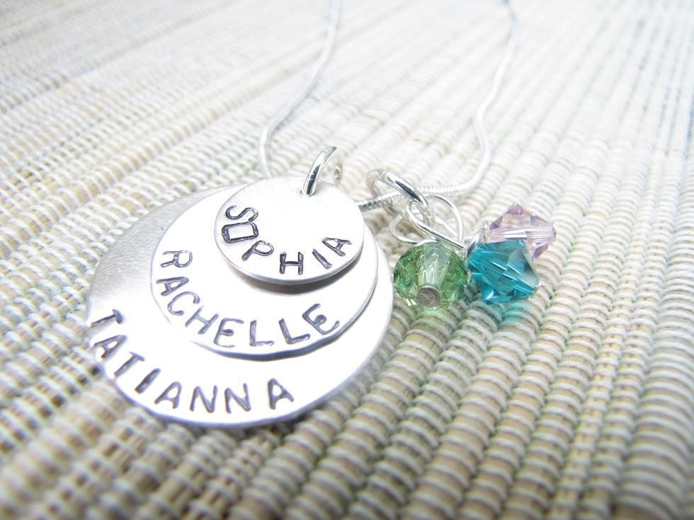 Handstamped Necklace Triple the Love