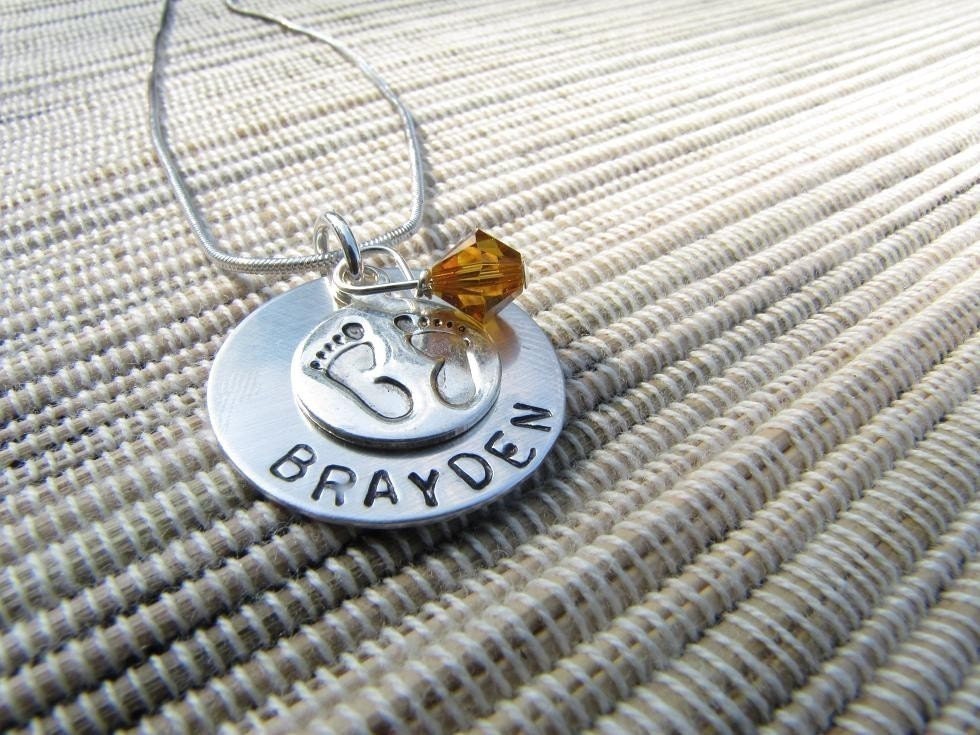 Sweet Baby Feet Handstamped Necklace