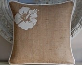 Embroidered flower on burlap
