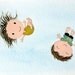 bounce - kids wall art, boy girl, brother sister jumping in the sky