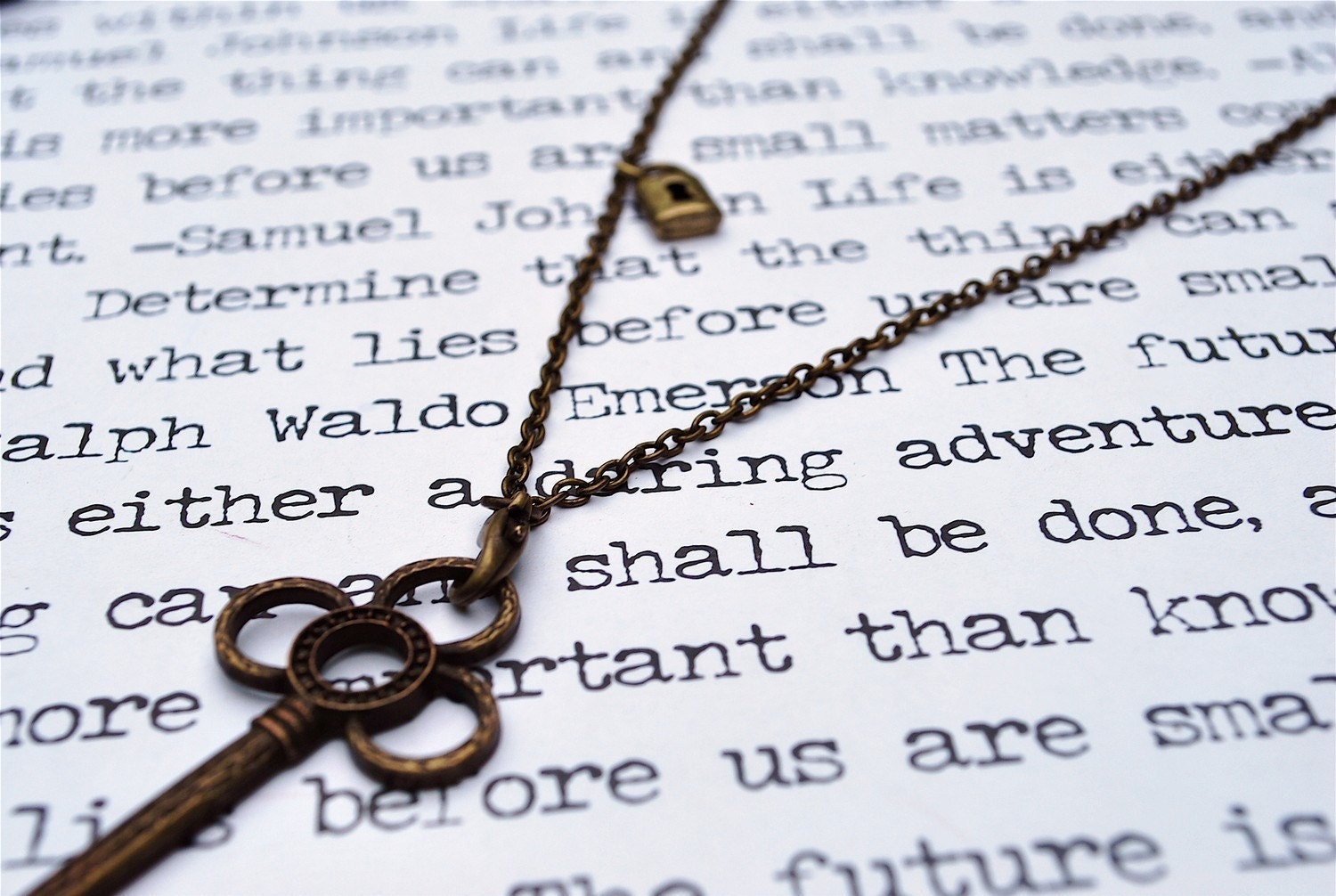Secret Garden brass skeleton key Necklace