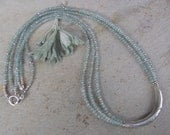 Aqua Marine & Silver Media Luna Necklace