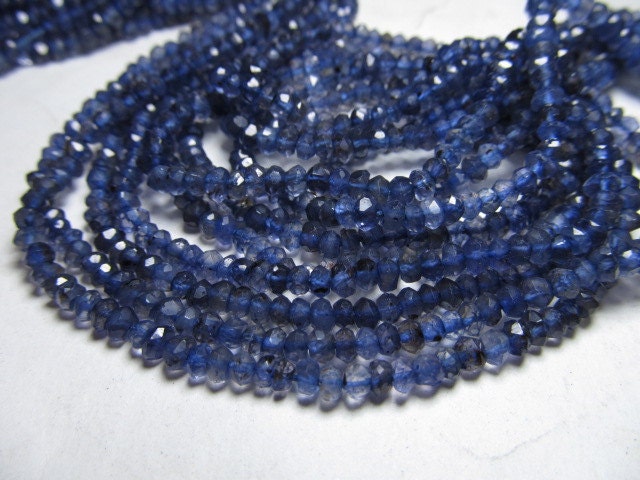 high quality - 14 inches amazing deep blue - IOLITE - super super sparkle nice clear quality micro faceted rondell beads size 3 mm