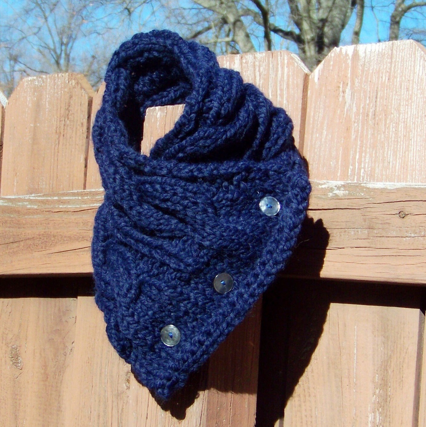 Navy Blue Chunky Cable Cowl