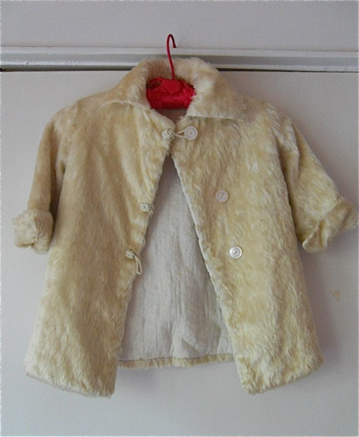 glam vintage 1950s ivory faux fur little girls coat 5