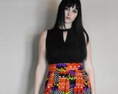 Vintage 60s Dress Maxi Print Bright Sleeveless Black Orange Mod Hippie Fritzi S