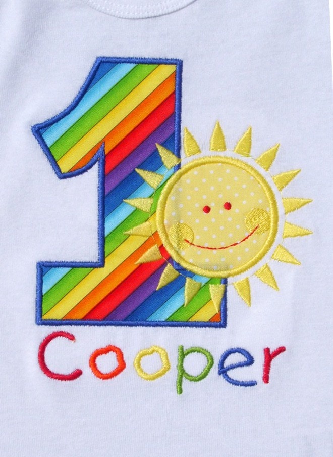 Boys' Birthday Rainbow and Sunshine Short Sleeve T-Shirt or Onesie