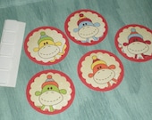 Sock Monkey Collection --Set of 5 Scrapbooking Embellishments--Colorful