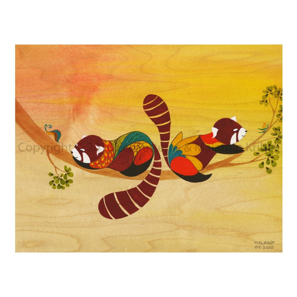 Making New Friends - art print featuring red pandas