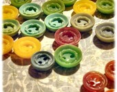 Small Plastic VINTAGE BUTTONS Colorful Lot 2 Sizes Retro Fun