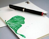 Luna Moth Notecard, Green Handprinted Linocut 5x7 Greeting Card