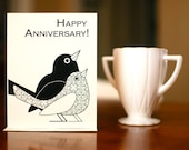 Happy Lovebirds Anniversary Card in Black & White on 100% Recycled Paper