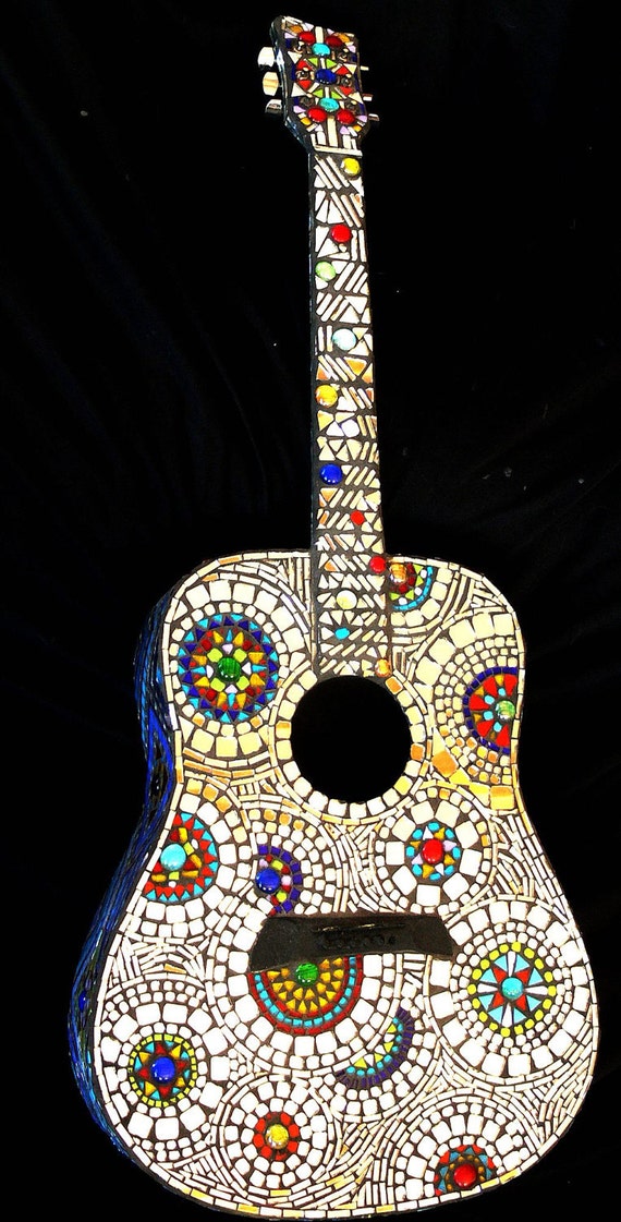 Stained Glass Mosaic Guitar by dannimacstudios on Etsy