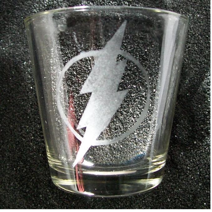 The Flash etched shot glass
