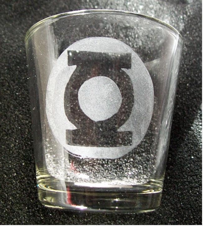 Green Lantern etched shot glass