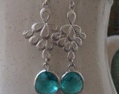 AQUITAINE -  chandelier, long dangles, matte silver finish, casual style