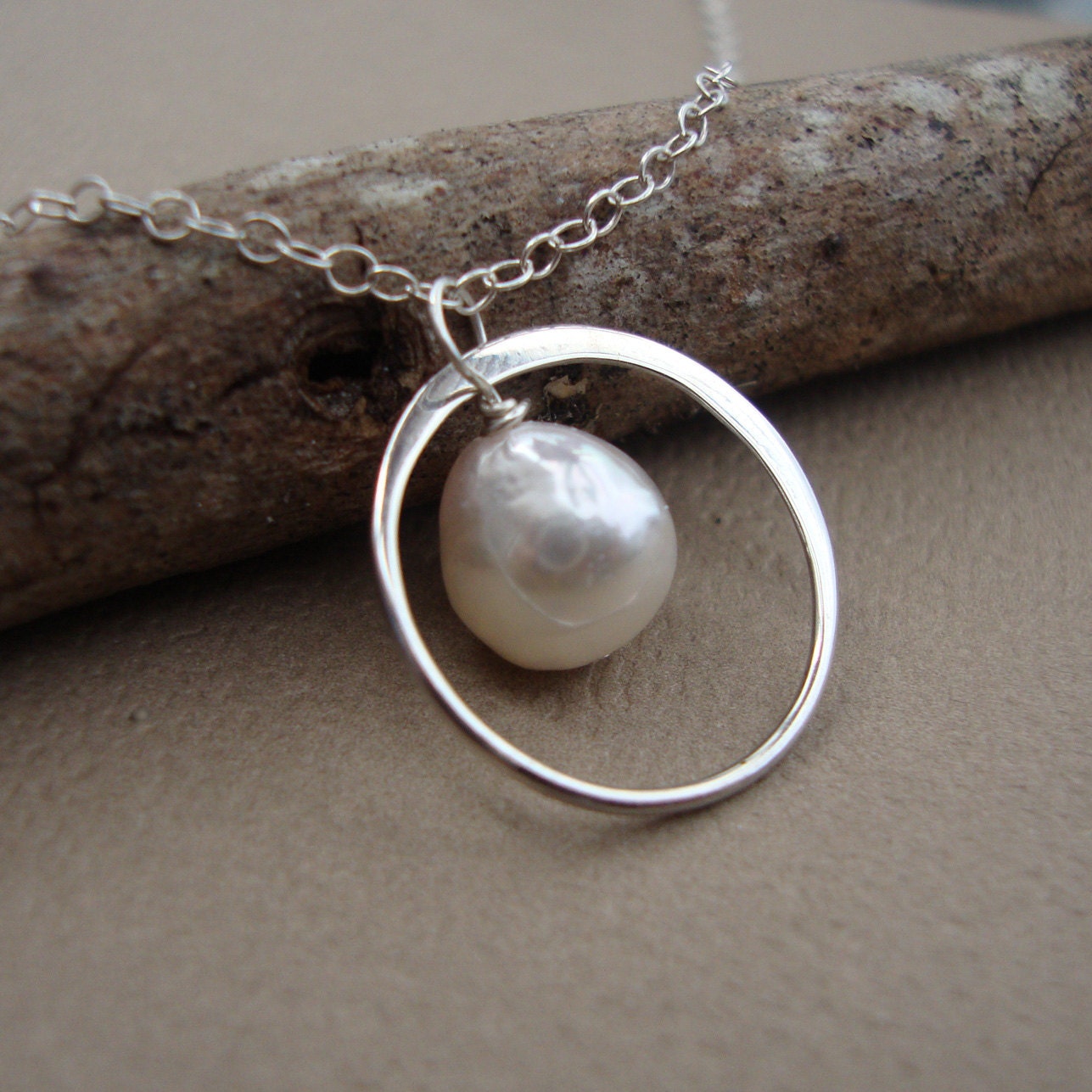 Pearl and Ring Necklace All Solid STERLING SILVER