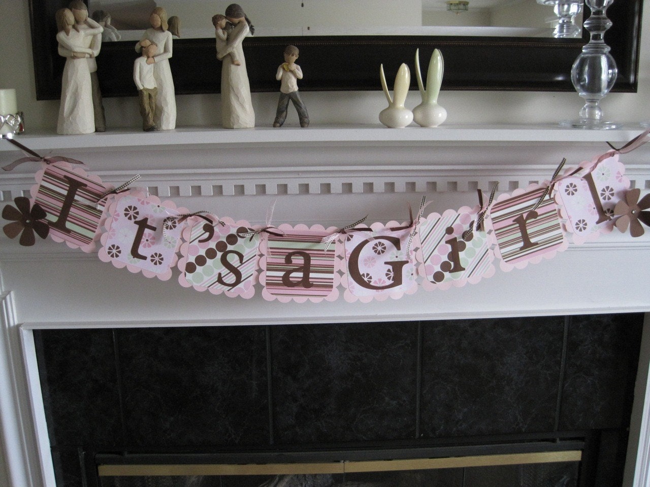 Baby Girl Banner Pink/Brown/Mint