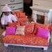 Doll Couch Loveseat Chair Tables with Fireplace for American Girl Dolls or 18-inch Dolls