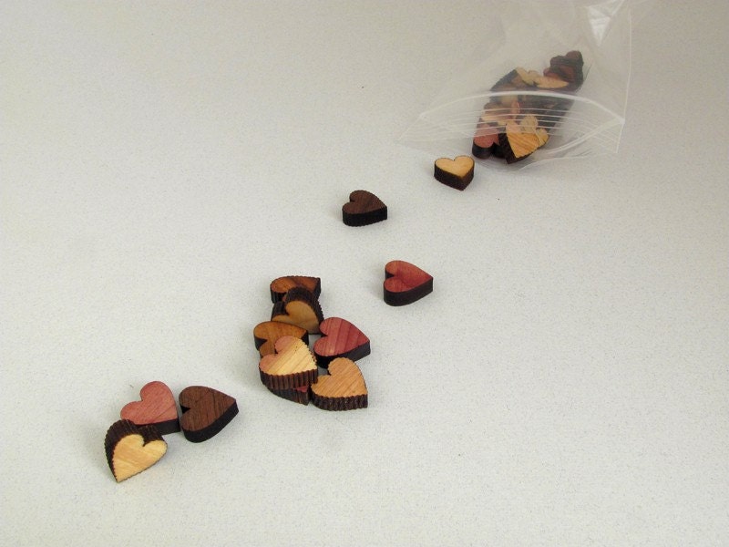 Laser Cut Mini Wooden Hearts - Free Shipping - Itsies - Heart Charms by Timber Green Woods