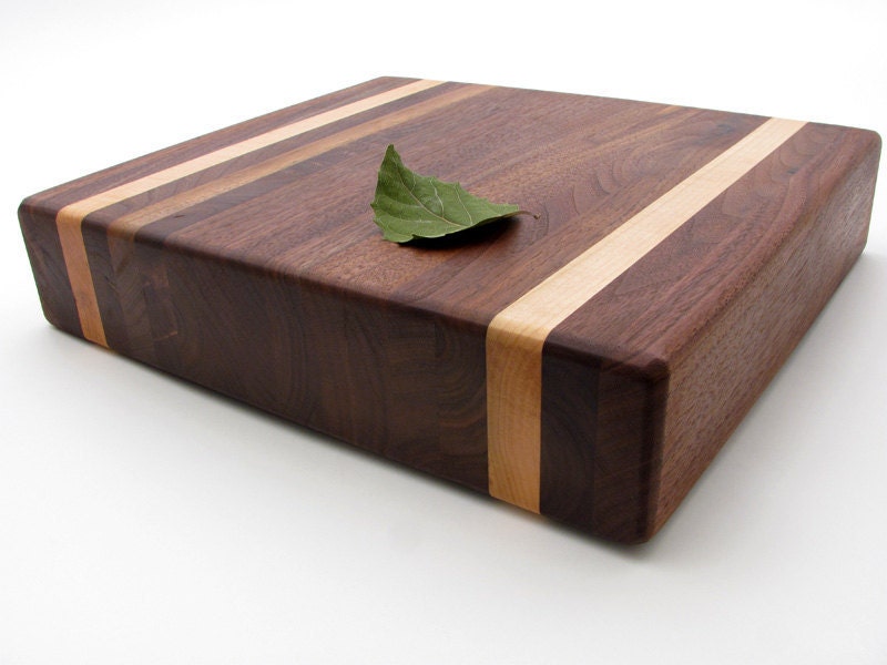Designer Black Walnut Chopping Block and Cutting Board with Maple Accents - "The Shipper" - Sustainable Harvest Wisconsin Wood - Tagt Team