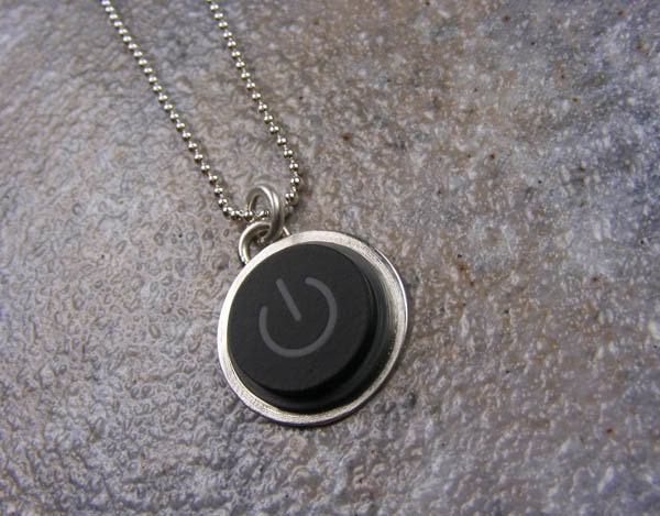 Power Up - Sterling Silver Handmade Recycled MAC Power Button Necklace
