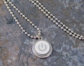 Power Up - Sterling Silver Plated Recycled MAC Power Button Necklace -  Sterling Silver Plated Chain