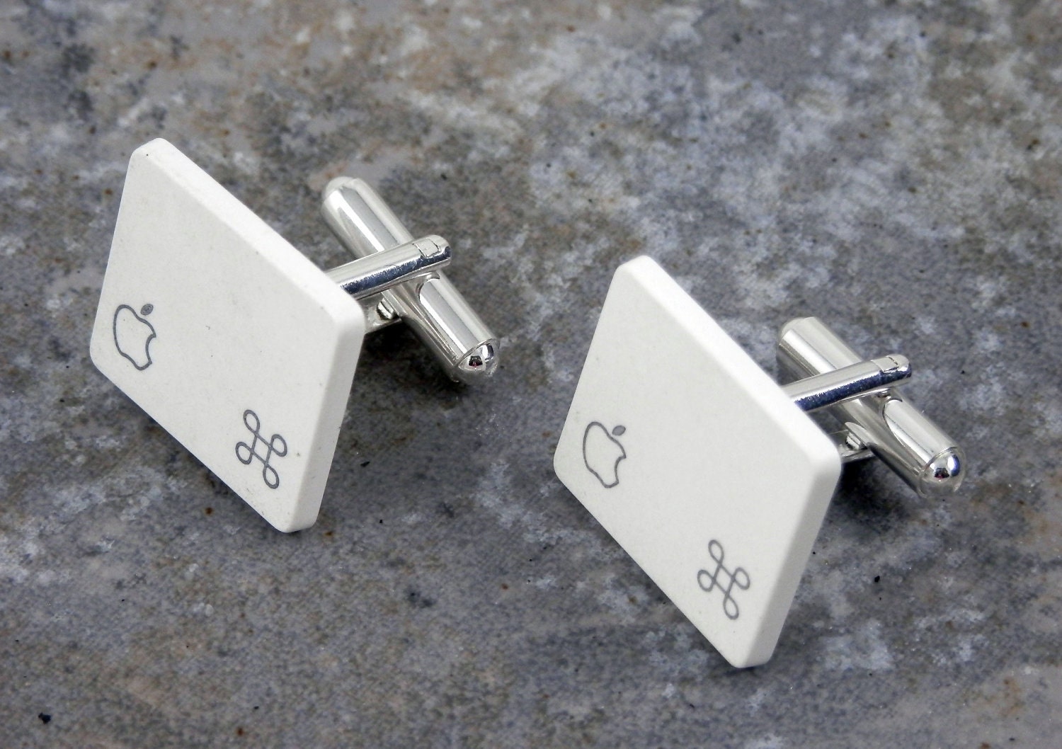 Apple Command Key Cuff Links - Sterling Silver Plated, Recycled,white, MAC, men, wedding, anniversary, birthday, gift