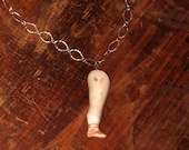 Archeological Dig-Porcelain Doll Leg Necklace with Sterling Silver