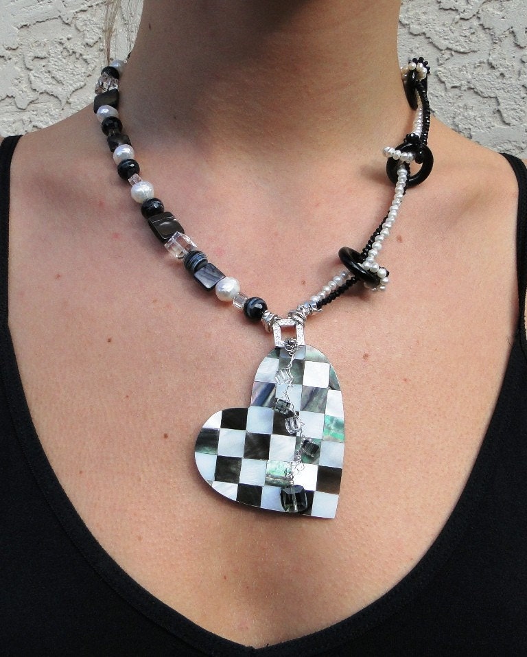 Alice in Wonderland Inspired Heart Necklace by Ocean Phoenix Designs on Etsy