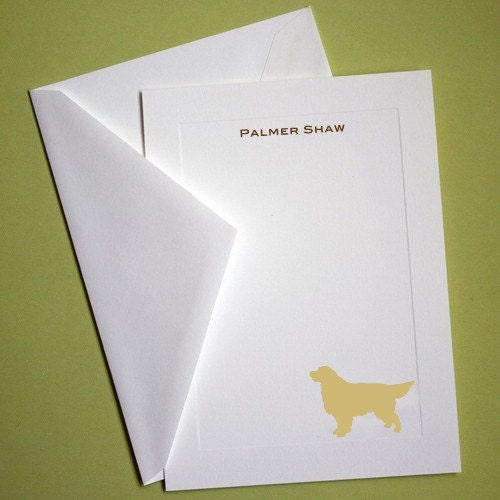 Golden Retriever Personalized Stationery - Set of 10 flat paneled cards