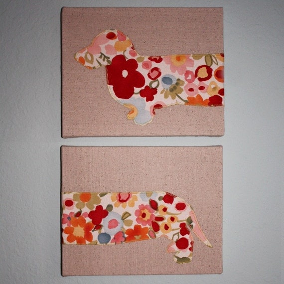 Dachshund wall hanging - Two 8x10 panels