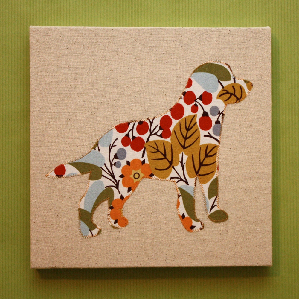 Labrador Retriever appliqued wall panel - 10 x 10 inches