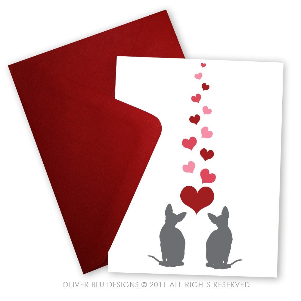 Sphinx Cats in Love - Valentine card personalized with your message