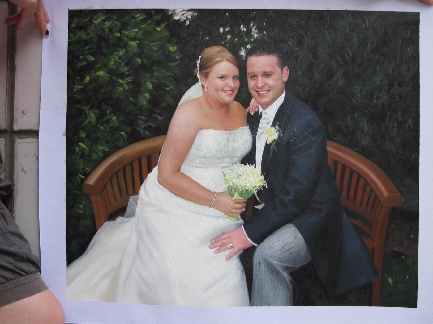 Wedding Portrait Painting - Custom commissioned hand painted 12x16 oil painting on canvas