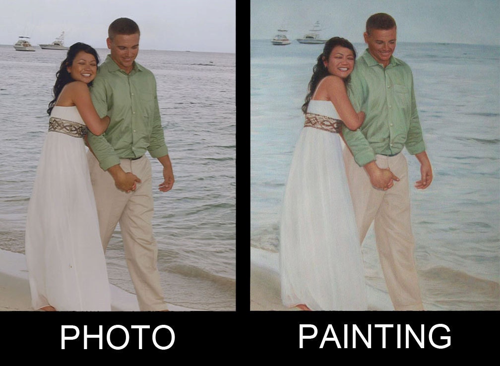 Wedding Portrait Painting - Custom commissioned hand painted 20x24 oil painting on canvas