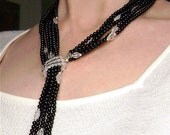 Onyx Necklace - Crystal Quartz, Silver  Lariat