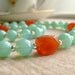 Aqua Opalite Necklace - Red Agate, Silver
