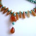 RESERVED Carnelian Necklace, Gemstone Jewelry, Turquoise Riverstone, Sterling Silver, Red Agate, Sticks, Aqua, Orange, Blue, 320